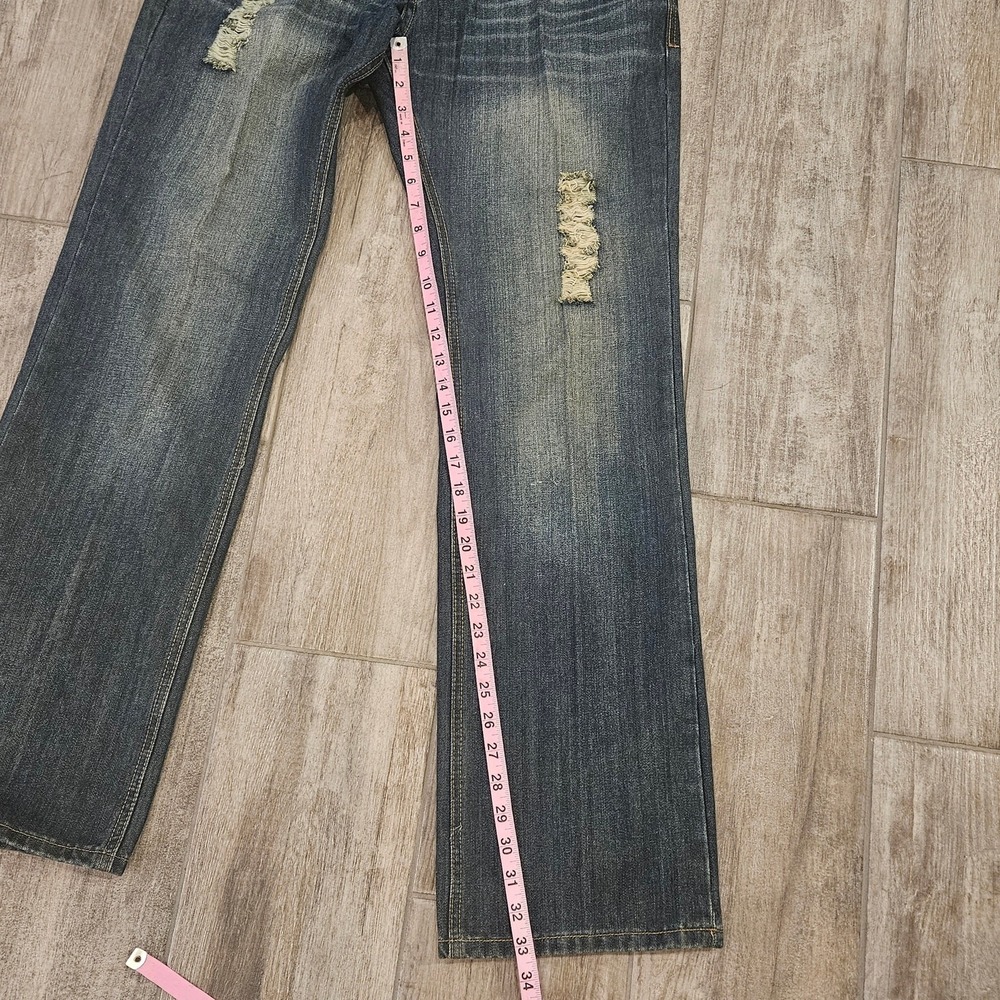 Cult Of‎ Individuality Jeans Size 36x34 Hagen Straight Leg Dark Wash Distressed - Picture 3 of 13
